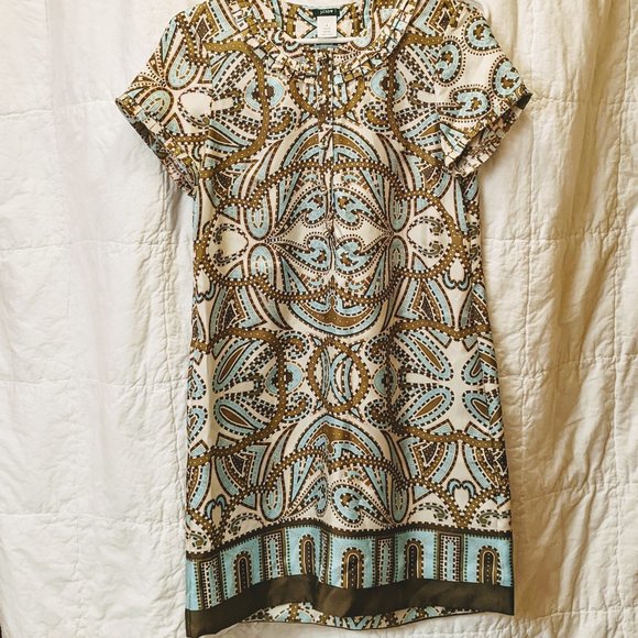 J. Crew Dresses & Skirts - J Crew "vintage" silk blue and brown dress